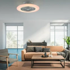 Luminaires Leuchten Direkt Ventilateur de plafond Leuchten-Direkt PATRICK LED Argenté, 1 lumière, Télécommandes, Changeur de couleurs