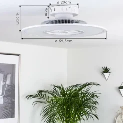 hofstein Ventilateur de plafond Marmorta LED Blanc, 1 lumière, Télécommandes