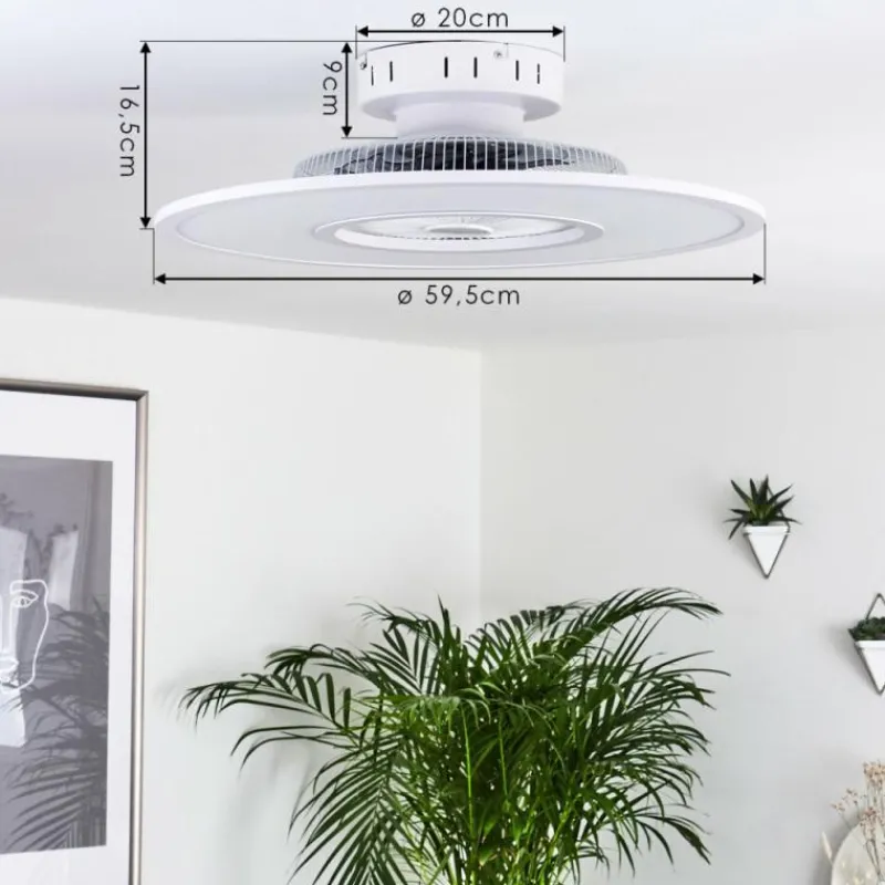 hofstein Ventilateur de plafond Marmorta LED Blanc, 1 lumière, Télécommandes
