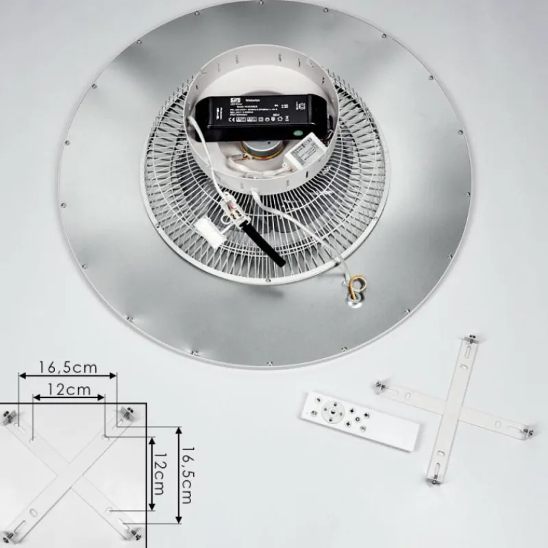 hofstein Ventilateur de plafond Marmorta LED Blanc, 1 lumière, Télécommandes