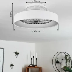 hofstein Ventilateur de plafond Moli LED Blanc, 1 lumière, Télécommandes