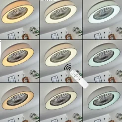 hofstein Ventilateur de plafond Moli LED Gris, Blanc, 1 lumière, Télécommandes