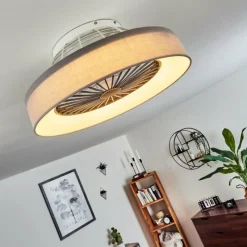 hofstein Ventilateur de plafond Moli LED Gris, Blanc, 1 lumière, Télécommandes