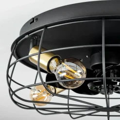 hofstein Ventilateur de plafond Moscavide Laiton, Noir, 4 lumières, Télécommandes