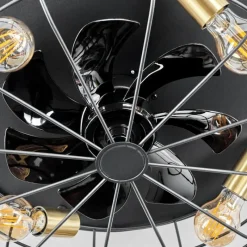 hofstein Ventilateur de plafond Moscavide Laiton, Noir, 4 lumières, Télécommandes