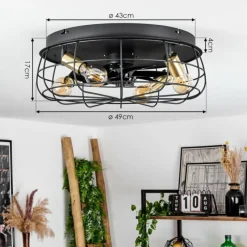 hofstein Ventilateur de plafond Moscavide Laiton, Noir, 4 lumières, Télécommandes