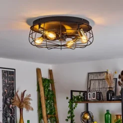 hofstein Ventilateur de plafond Moscavide Laiton, Noir, 4 lumières, Télécommandes