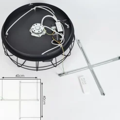 hofstein Ventilateur de plafond Moscavide Brun, Couleur bois, Noir, 4 lumières, Télécommandes