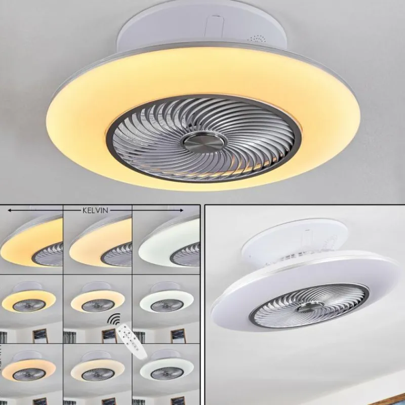 hofstein Ventilateur de plafond Nagoya LED Blanc, 1 lumière, Télécommandes