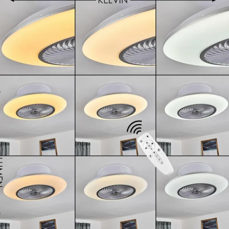 hofstein Ventilateur de plafond Nagoya LED Blanc, 1 lumière, Télécommandes