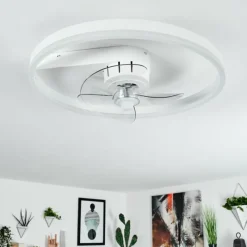 hofstein Ventilateur de plafond Oleiro LED Gris, Blanc, 1 lumière, Télécommandes