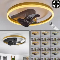 hofstein Ventilateur de plafond Oleiro LED Or, Noir, Blanc, 1 lumière, Télécommandes