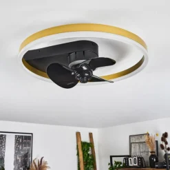 hofstein Ventilateur de plafond Oleiro LED Or, Noir, Blanc, 1 lumière, Télécommandes
