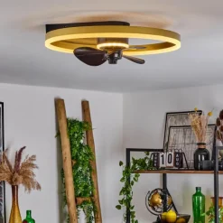 hofstein Ventilateur de plafond Oleiro LED Or, Noir, Blanc, 1 lumière, Télécommandes