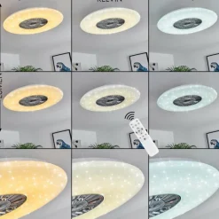 hofstein Ventilateur de plafond Petrovac LED Chrome, Blanc, 1 lumière, Télécommandes