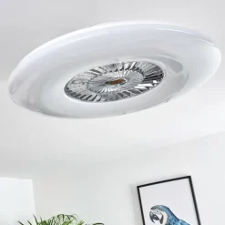 hofstein Ventilateur de plafond Petrovac LED Chrome, Blanc, 1 lumière, Télécommandes