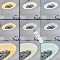 hofstein Ventilateur de plafond Petrovac LED Chrome, Blanc, 1 lumière, Télécommandes