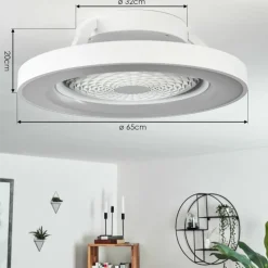 hofstein Ventilateur de plafond Penon LED Blanc, 1 lumière, Télécommandes