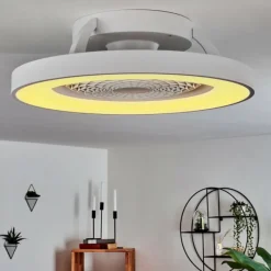 hofstein Ventilateur de plafond Penon LED Blanc, 1 lumière, Télécommandes