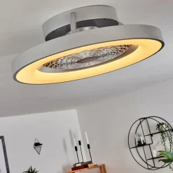 hofstein Ventilateur de plafond Penon LED Argenté, 1 lumière, Télécommandes