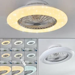 hofstein Ventilateur de plafond Piraeus LED Titane, Blanc, 1 lumière, Télécommandes