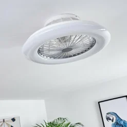 hofstein Ventilateur de plafond Piraeus LED Titane, Blanc, 1 lumière, Télécommandes