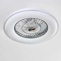 hofstein Ventilateur de plafond Piacenza LED Chrome, Blanc, 1 lumière, Télécommandes