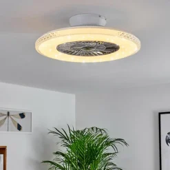 hofstein Ventilateur de plafond Piacenza LED Chrome, Blanc, 1 lumière, Télécommandes