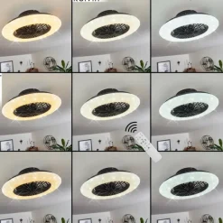 hofstein Ventilateur de plafond Piraeus LED Noir, 1 lumière, Télécommandes