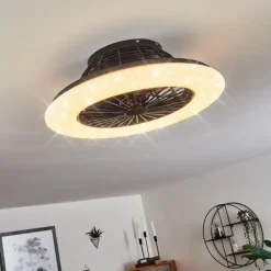 hofstein Ventilateur de plafond Piraeus LED Noir, 1 lumière, Télécommandes