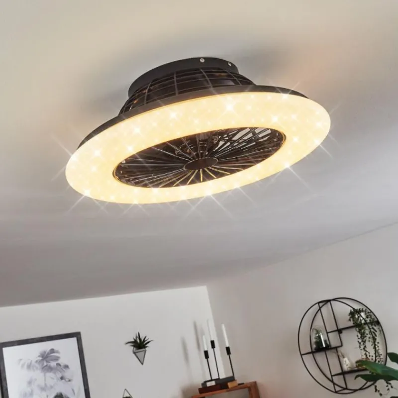 hofstein Ventilateur de plafond Piraeus LED Noir, 1 lumière, Télécommandes