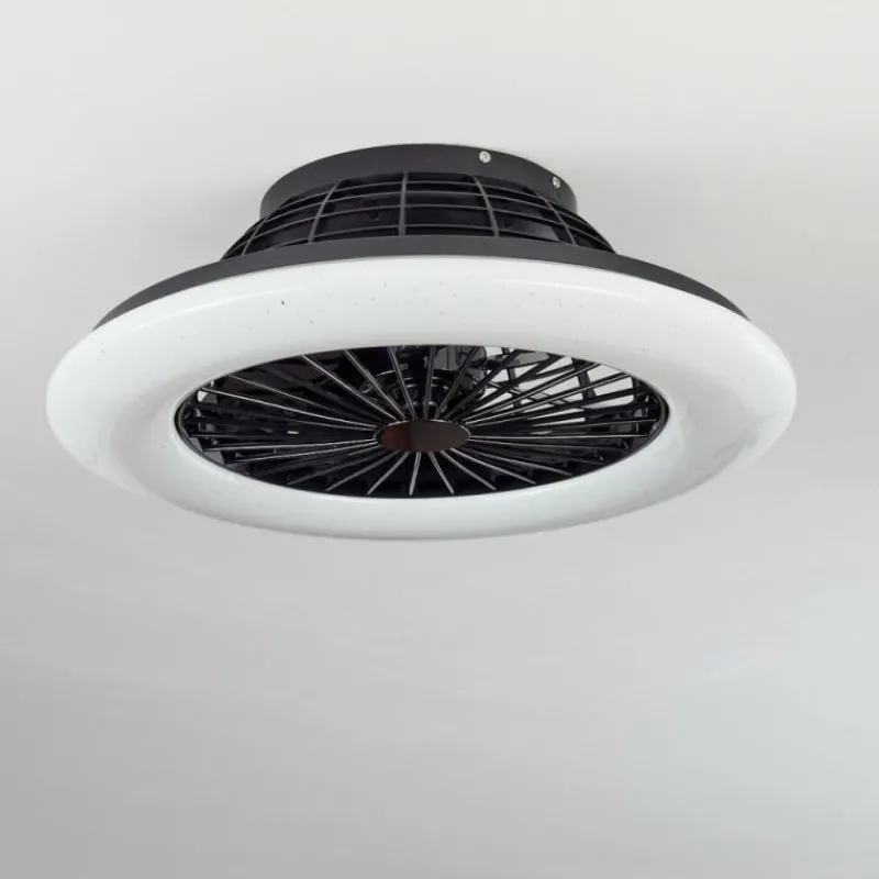 hofstein Ventilateur de plafond Piraeus LED Noir, 1 lumière, Télécommandes