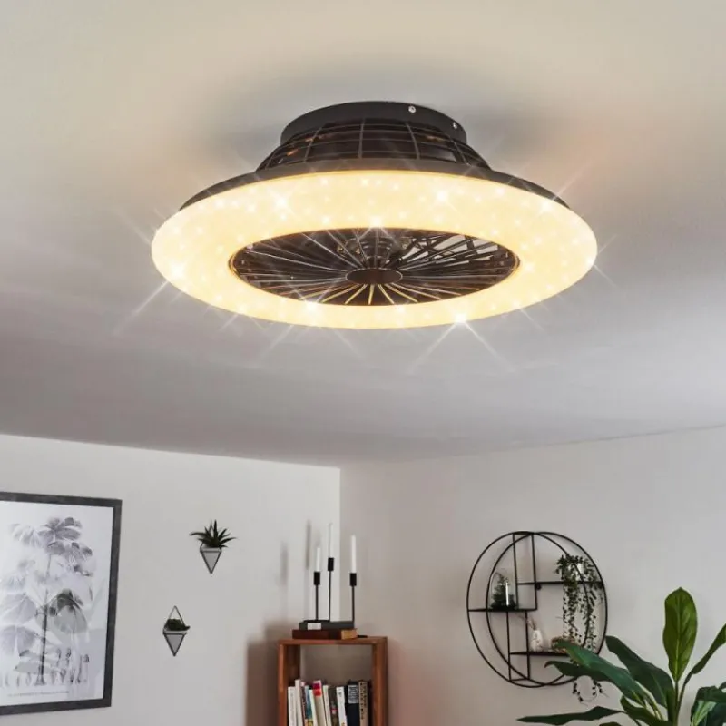 hofstein Ventilateur de plafond Piraeus LED Noir, 1 lumière, Télécommandes