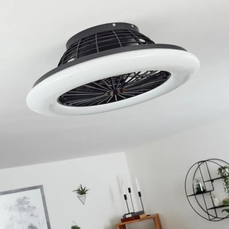 hofstein Ventilateur de plafond Piraeus LED Noir, 1 lumière, Télécommandes
