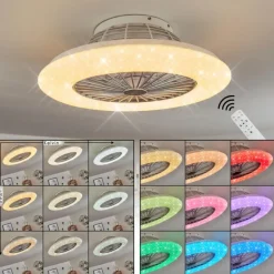 hofstein Ventilateur de plafond Piraeus LED Blanc, 1 lumière, Télécommandes, Changeur de couleurs