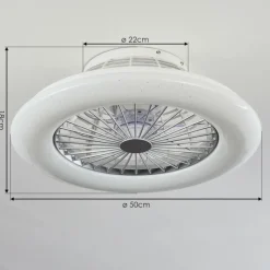 hofstein Ventilateur de plafond Piraeus LED Blanc, 1 lumière, Télécommandes, Changeur de couleurs