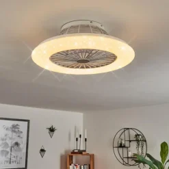 hofstein Ventilateur de plafond Piraeus LED Blanc, 1 lumière, Télécommandes, Changeur de couleurs