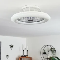 hofstein Ventilateur de plafond Piraeus LED Blanc, 1 lumière, Télécommandes, Changeur de couleurs