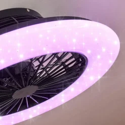 hofstein Ventilateur de plafond Pireaus LED Noir, 1 lumière, Télécommandes, Changeur de couleurs