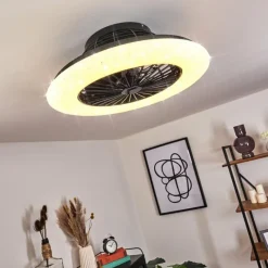 hofstein Ventilateur de plafond Pireaus LED Noir, 1 lumière, Télécommandes, Changeur de couleurs