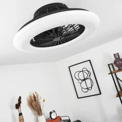 hofstein Ventilateur de plafond Pireaus LED Noir, 1 lumière, Télécommandes, Changeur de couleurs