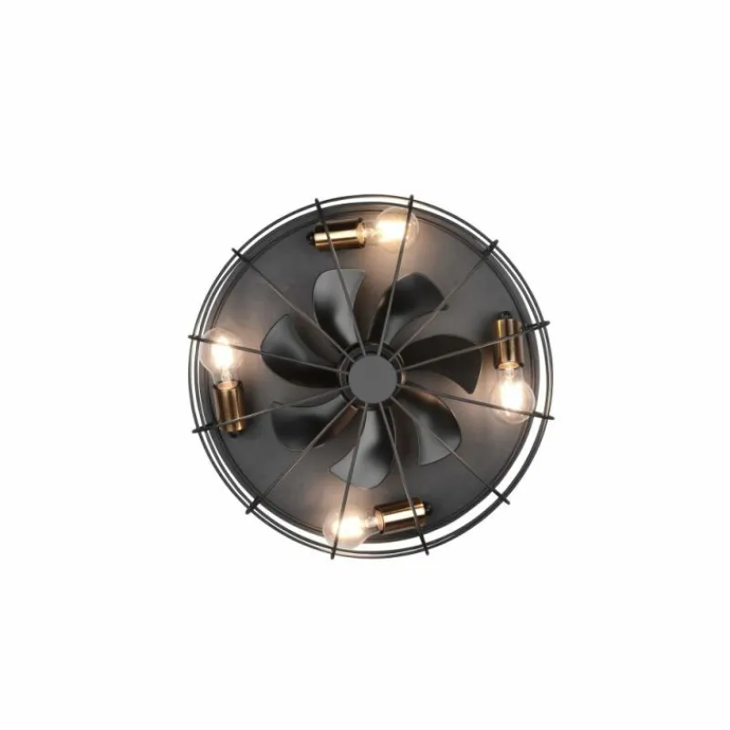 Luminaires Reality Ventilateur de plafond Reality Trondheim Noir, 4 lumières, Télécommandes