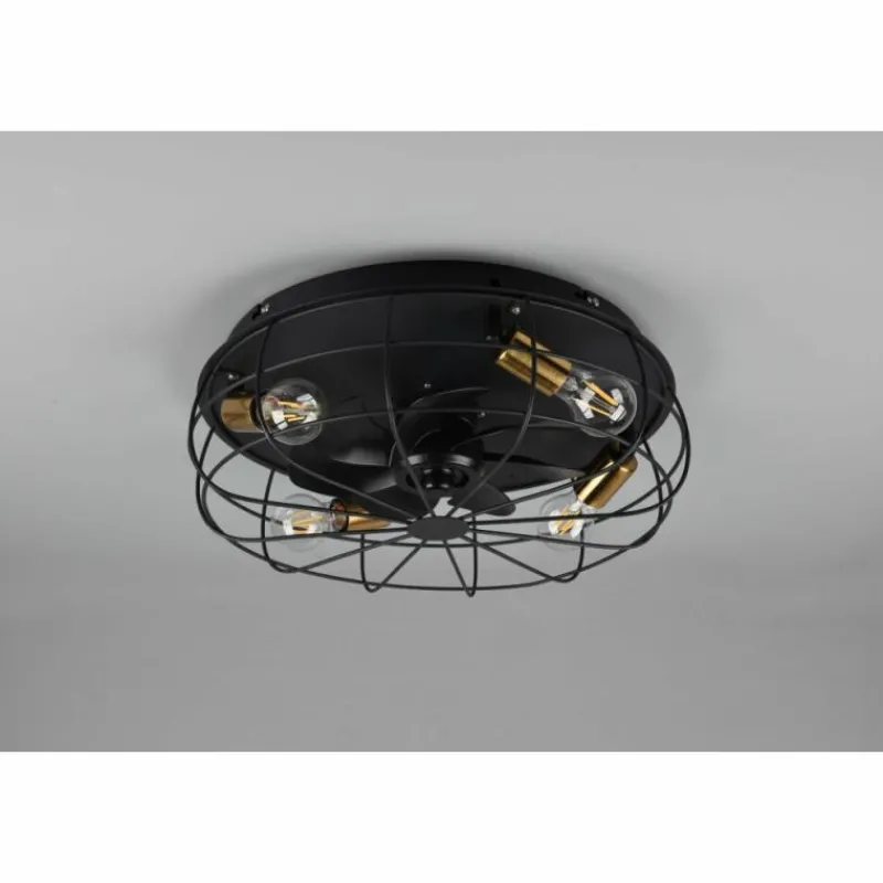 Luminaires Reality Ventilateur de plafond Reality Trondheim Noir, 4 lumières, Télécommandes