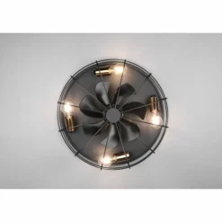 Luminaires Reality Ventilateur de plafond Reality Trondheim Noir, 4 lumières, Télécommandes