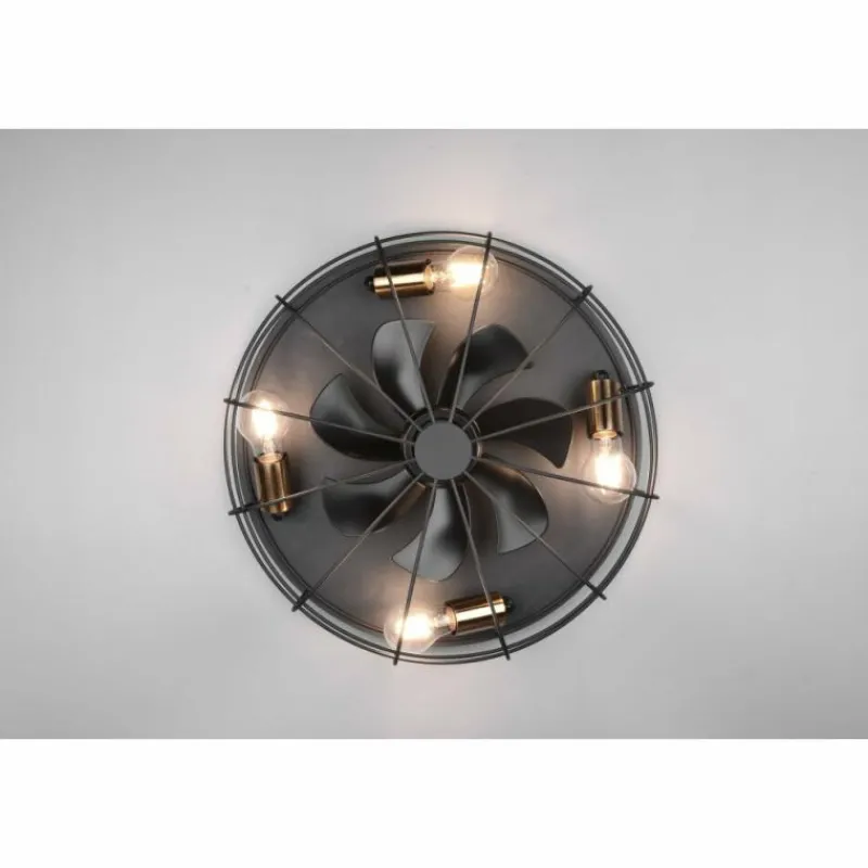 Luminaires Reality Ventilateur de plafond Reality Trondheim Noir, 4 lumières, Télécommandes