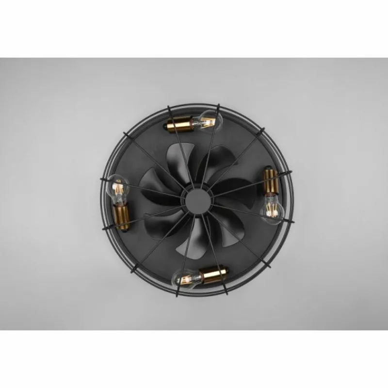 Luminaires Reality Ventilateur de plafond Reality Trondheim Noir, 4 lumières, Télécommandes