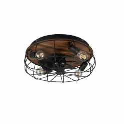 Luminaires Reality Ventilateur de plafond Reality Trondheim Couleur bois, Noir, 4 lumières, Télécommandes