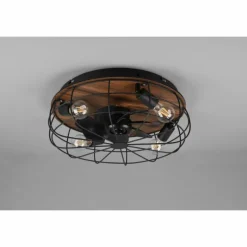 Luminaires Reality Ventilateur de plafond Reality Trondheim Couleur bois, Noir, 4 lumières, Télécommandes