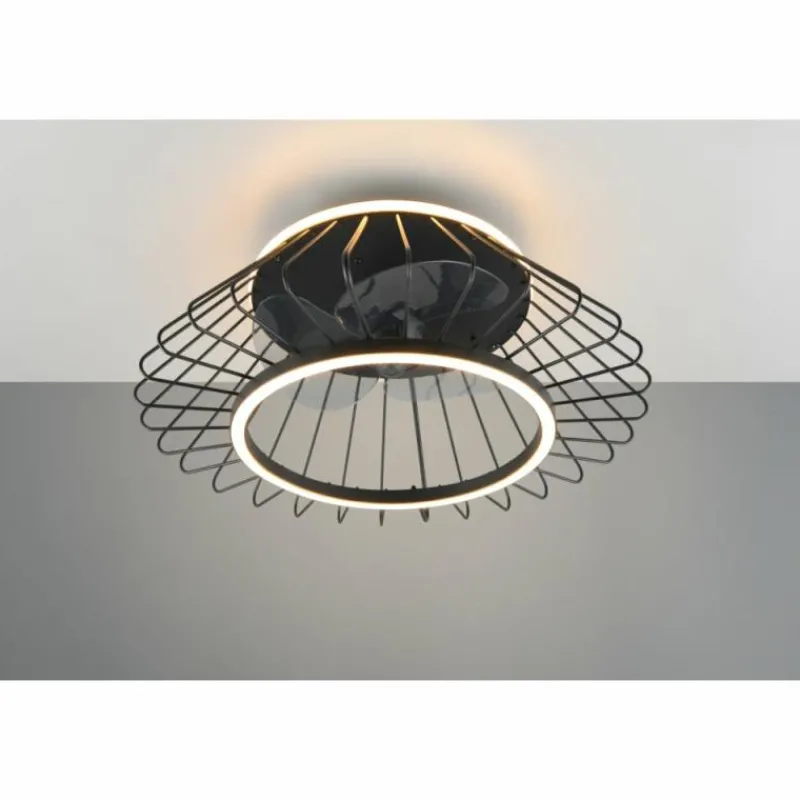 Luminaires Reality Ventilateur de plafond Reality KARLSBORG LED Noir, 1 lumière, Télécommandes