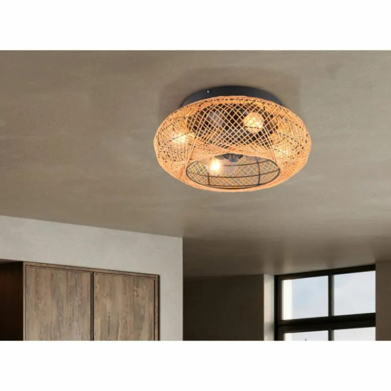 Luminaires Reality Ventilateur de plafond Reality LILLESAND Noir, 4 lumières, Télécommandes